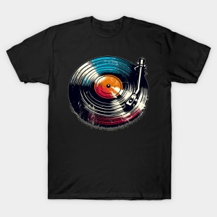 Retro Vintage Colorful Vinyl Record Player T-Shirt